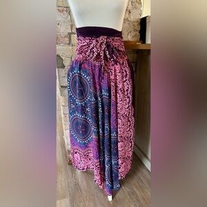Bohemian Maxi Skirt in Purple and Pink One Size